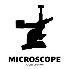 Microscope vector logo. Brand's logo in the form of a microscope