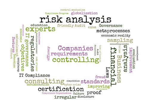 risk analysis word cloud shaped as a stop sign
