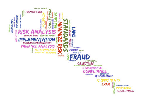 risk analysis word cloud shaped as a key