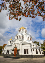 Kamianets-Podilskyi, Ukraine - October 20, 2016 : Old Alexander Nevsky Cathedral, Kamenetz-Podolsk. Ancient beautiful cathedral in Kamianets-Podilskyi, Khmelnitsky region, Ukraine