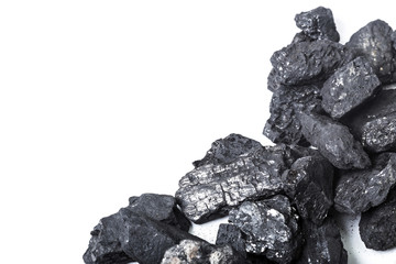 Natural wood charcoal Isolated on white