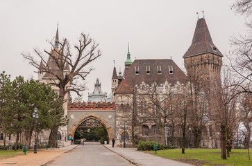 Obraz premium Vajdahunyad Castle is a castle in the City Park of Budapest, Hungary