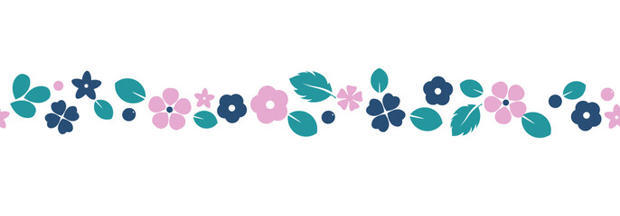 Vector flat flowers and berries background, creative color pattern.