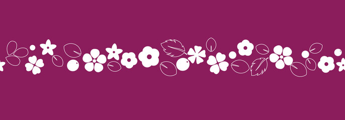 Vector flat flowers and berries background, creative color pattern.