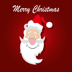 Santa Claus with a beard, a mustache hat on a red background. vector illustration of cartoon