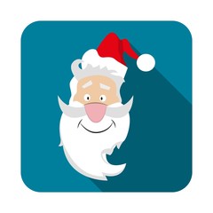 icon Santa Claus with a beard, a mustache and a hat. flat style with long shadow