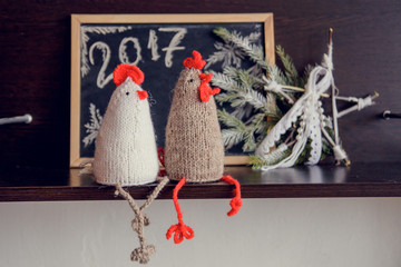 knitted cocks - the symbol of 2017