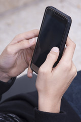 closeup of child with mobile phone
