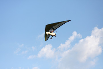 Fototapeta na wymiar Hang gliding is flying in the sky