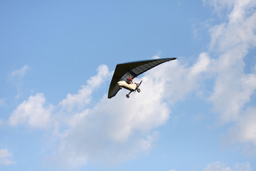 Hang gliding is flying in the sky