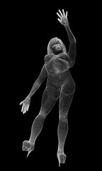 Obraz premium Girl, body structure, wire model on the background