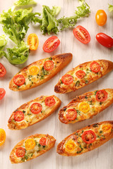 Fresh healthy vegetarian sandwiches with cheese and tomato