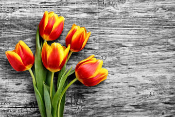 Fototapeta na wymiar beautiful bouquet of yellow tulips