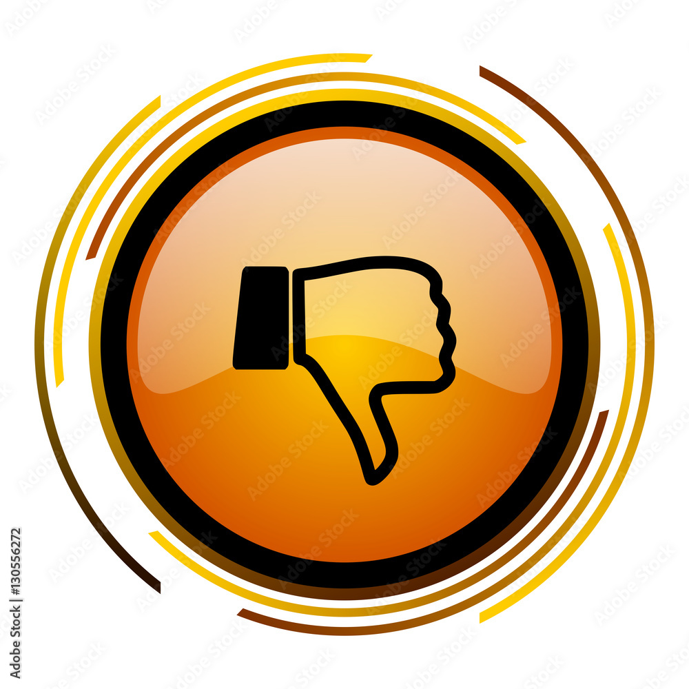 Poster unlike orange glossy web vector icon.