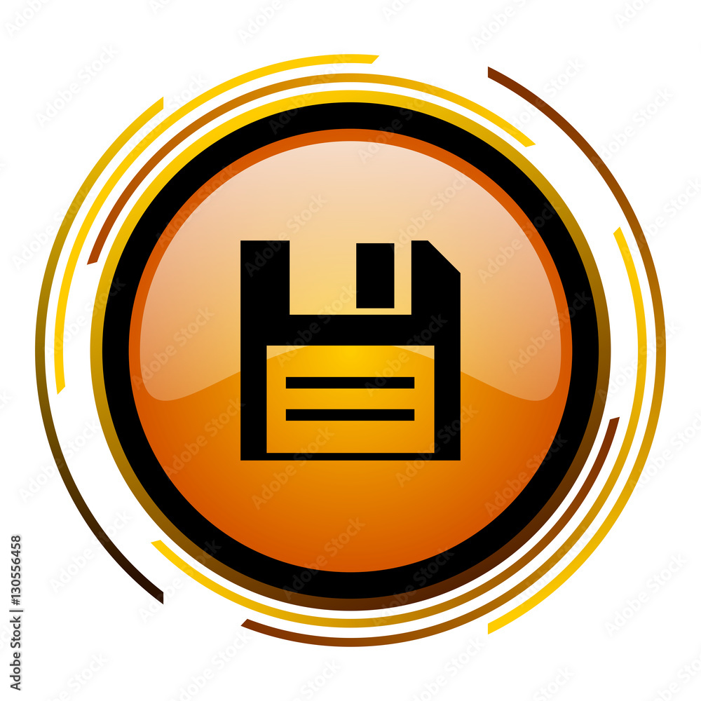 Aufkleber save orange glossy web vector icon.
