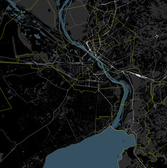 Black and white map of Novosibirsk city. Russia Roads