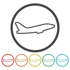 Airplane up icons set 