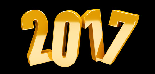 3D rendering gold 2017 new year eve illustration