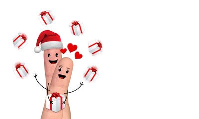 Happy finger family celebrating christmas