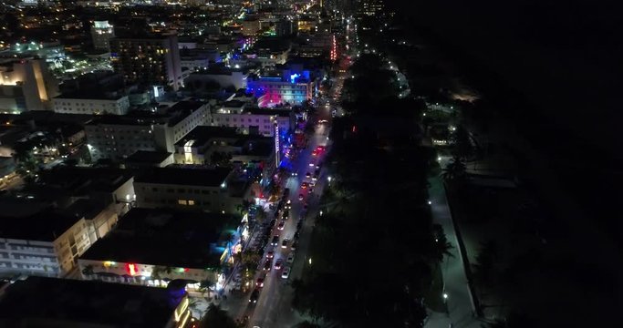Aerial video of Ocean Drive Miami Beach