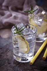 Drink with lemon and rosemary