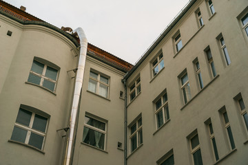 house facade with metal pipe