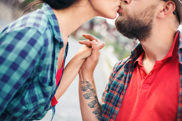 couple in love kissing.