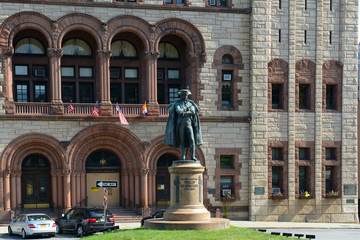 Philip John Schuyler Monument at the front of Albany City Hall in downtown Albany, New York State,...