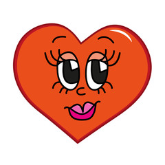 Hand drawn illustration of cartoon face design, heart shape and