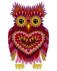 Illustration in zentangle style with owl.