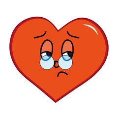 Hand drawn illustration of cartoon face design, heart shape and
