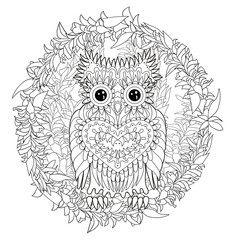 Coloring page with the owl