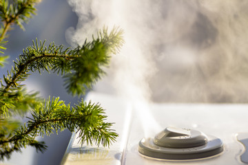humidifier, steam, moisture, moisturize, wet, saturating the air with water, smoke