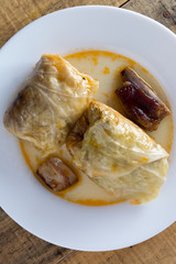 Serbian dish sarma served in white plate