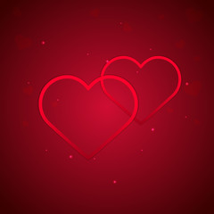Happy Valentines Day. Heart on red background. Vector illustration.