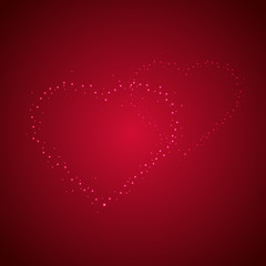 Happy Valentines Day. Heart on red background. Vector illustration.