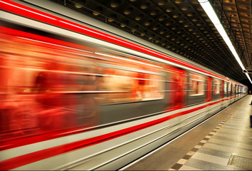 Fototapeta na wymiar Metro chasing underground station
