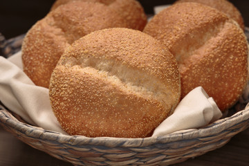 Fresh rolls in basket