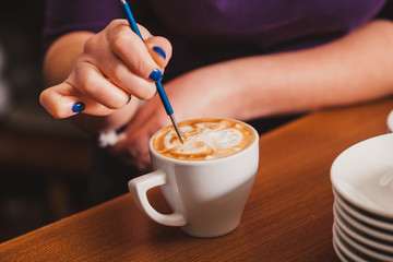 Latte art on the cup