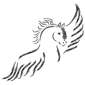 Pegasus silhouette on white background