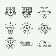 Obraz premium Set of vintage soccer or football logo, emblem, badge.