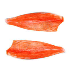 Fresh salmon fillet isolated on white background