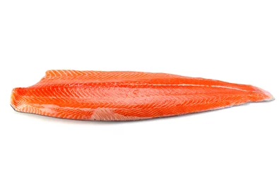 Fotobehang Fresh salmon fillet isolated on white background © z10e