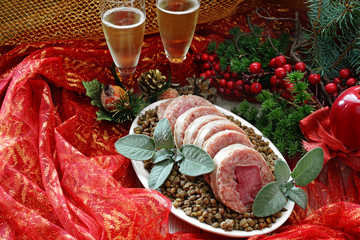 cotechino ripieno lingua e lenticchie - Nuovo anno