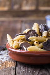 Parmesan penne pasta with mushrooms