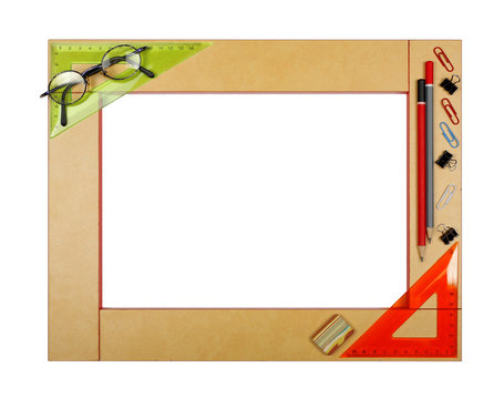 Yellow art school frame with stationery