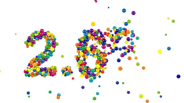 Multicolored candy sweets in shape of 2.6 percent on white background