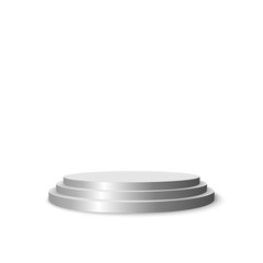 Round stage podium, pedestal isolated on white background. Vector illustration.