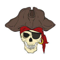 pirate skull with hat and eye patch