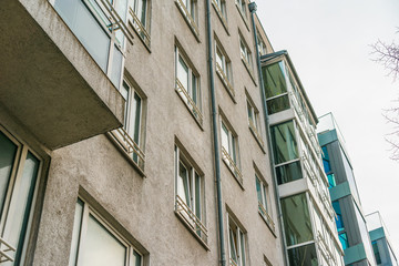 Fototapeta premium typical berlin apartment houses with stone and glass facade